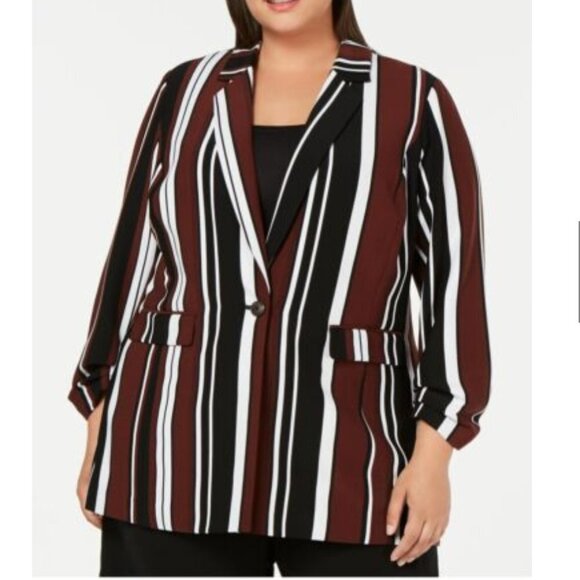 Alfani Striped Black White Burgundy Suit Jacket - Picture 3 of 3